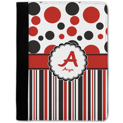 Red & Black Dots & Stripes Notebook Padfolio - Medium w/ Name and Initial