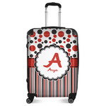 Red & Black Dots & Stripes Suitcase - 24" Medium - Checked (Personalized)