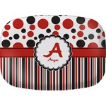 Red & Black Dots & Stripes Melamine Platter (Personalized)