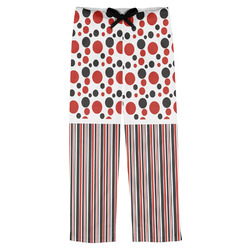 Red & Black Dots & Stripes Mens Pajama Pants - XS