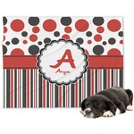 Red & Black Dots & Stripes Dog Blanket - Large (Personalized)