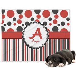 Red & Black Dots & Stripes Dog Blanket - Regular (Personalized)