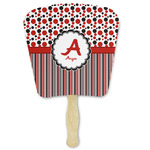 Red & Black Dots & Stripes Paper Fan (Personalized)