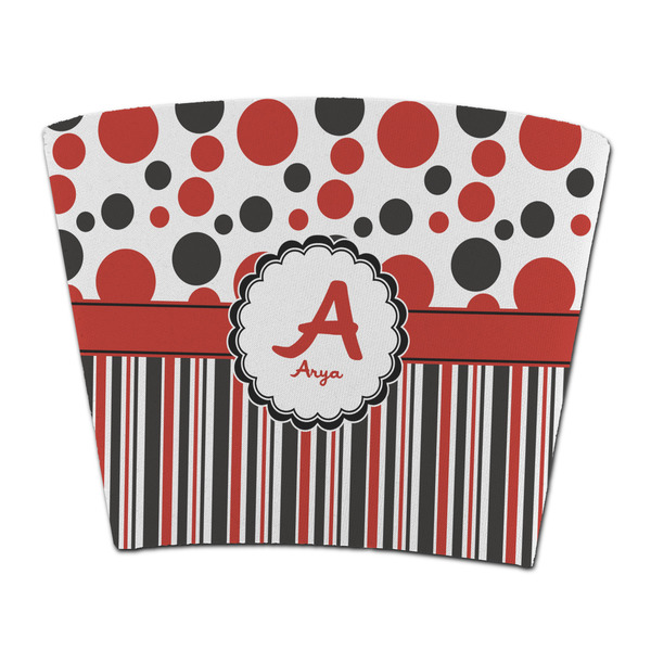 Custom Red & Black Dots & Stripes Party Cup Sleeve - without bottom (Personalized)