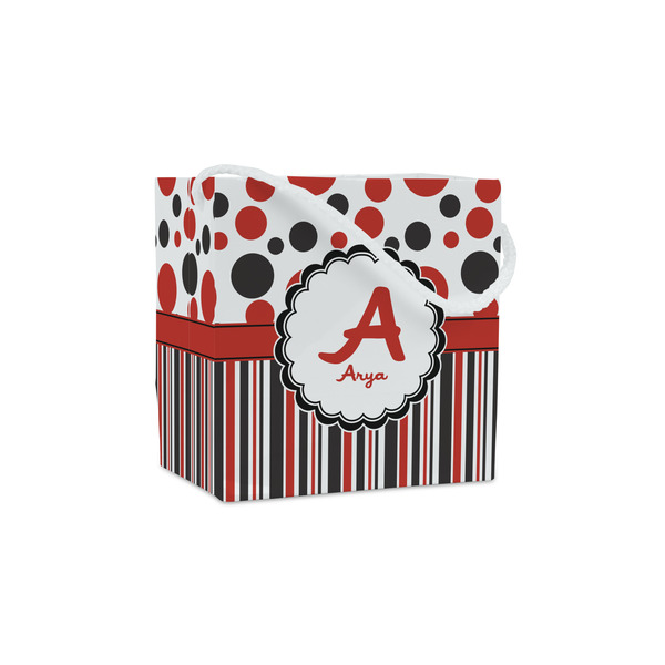 Custom Red & Black Dots & Stripes Party Favor Gift Bags - Matte (Personalized)