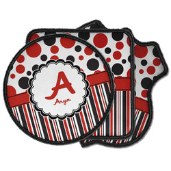 Red & Black Dots & Stripes Iron on Patches (Personalized)