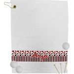 Red & Black Dots & Stripes Golf Bag Towel (Personalized)