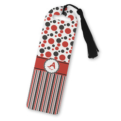 Red & Black Dots & Stripes Plastic Bookmark (Personalized)