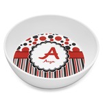 Red & Black Dots & Stripes Melamine Bowl - 8 oz (Personalized)