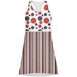 Red & Black Dots & Stripes Racerback Dress