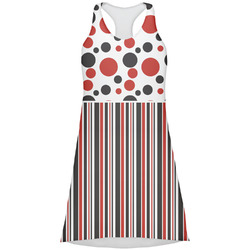 Red & Black Dots & Stripes Racerback Dress - X Small