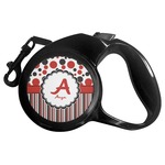 Red & Black Dots & Stripes Retractable Dog Leash - Medium (Personalized)