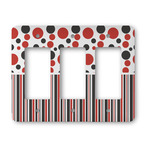 Red & Black Dots & Stripes Rocker Style Light Switch Cover - Three Switch