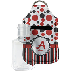 Red & Black Dots & Stripes Hand Sanitizer & Keychain Holder - Small (Personalized)