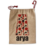 Red & Black Dots & Stripes Santa Sack - Front (Personalized)