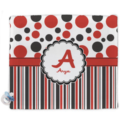 Red & Black Dots & Stripes Security Blanket - Single Sided (Personalized)