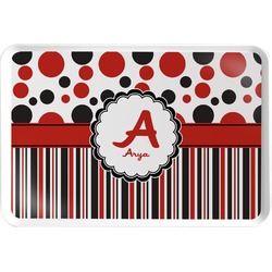 Red & Black Dots & Stripes Serving Tray (Personalized)