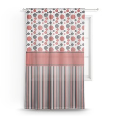 Red & Black Dots & Stripes Sheer Curtain - 50"x84"