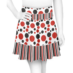 Red & Black Dots & Stripes Skater Skirt - Medium