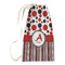 Red & Black Dots & Stripes Small Laundry Bag - Front View