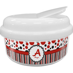 Red & Black Dots & Stripes Snack Container (Personalized)