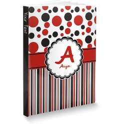 Red & Black Dots & Stripes Softbound Notebook (Personalized)