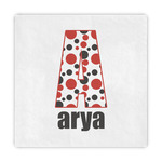 Red & Black Dots & Stripes Standard Decorative Napkins (Personalized)