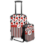 Red & Black Dots & Stripes Kids 2-Piece Luggage Set - Suitcase & Backpack (Personalized)