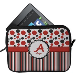 Red & Black Dots & Stripes Tablet Case / Sleeve - Small (Personalized)