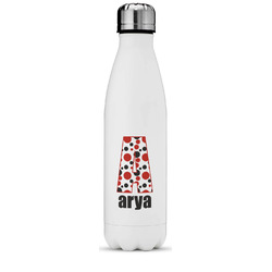 Red & Black Dots & Stripes Water Bottle - 17 oz. - Stainless Steel - Full Color Printing (Personalized)