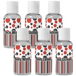Red & Black Dots & Stripes Travel Bottles (Personalized)
