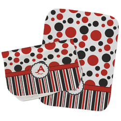 Red & Black Dots & Stripes Burp Cloths - Fleece - Set of 2 w/ Name and Initial