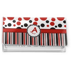 Red & Black Dots & Stripes Vinyl Checkbook Cover (Personalized)