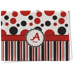 Red & Black Dots & Stripes Kitchen Towel - Waffle Weave (Personalized)