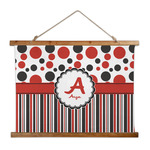 Red & Black Dots & Stripes Wall Hanging Tapestry - Wide (Personalized)