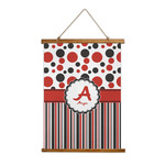 Red & Black Dots & Stripes Wall Hanging Tapestry - Tall (Personalized)