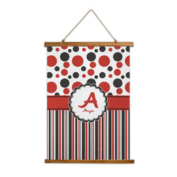 Red & Black Dots & Stripes Wall Hanging Tapestry (Personalized)