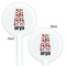 Red & Black Dots & Stripes White Plastic 5.5" Stir Stick - Double Sided - Round - Front & Back