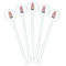 Red & Black Dots & Stripes White Plastic 5.5" Stir Stick - Fan View