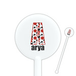 Red & Black Dots & Stripes 5.5" Round Plastic Stir Sticks - White - Double Sided (Personalized)