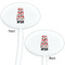 Red & Black Dots & Stripes White Plastic 7" Stir Stick - Double Sided - Oval - Front & Back