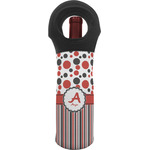 Red & Black Dots & Stripes Wine Tote Bag (Personalized)