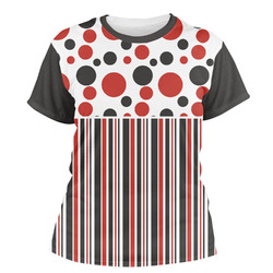 Red & Black Dots & Stripes Women's Crew T-Shirt