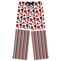 Red & Black Dots & Stripes Womens Pajama Pants - M