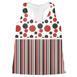 Red & Black Dots & Stripes Womens Racerback Tank Top - Large