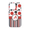 Red & Black Dots & Stripes iPhone 13 Mini Case - Back