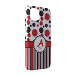 Red & Black Dots & Stripes iPhone Case - Plastic - iPhone 14 (Personalized)