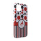 Red & Black Dots & Stripes iPhone 14 Case - Angle