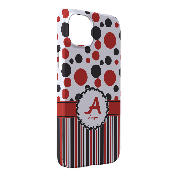 Custom Red & Black Dots & Stripes iPhone Case - Plastic - iPhone 14 Pro Max (Personalized)