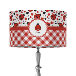 Ladybugs & Gingham 12" Drum Lamp Shade - Fabric (Personalized)